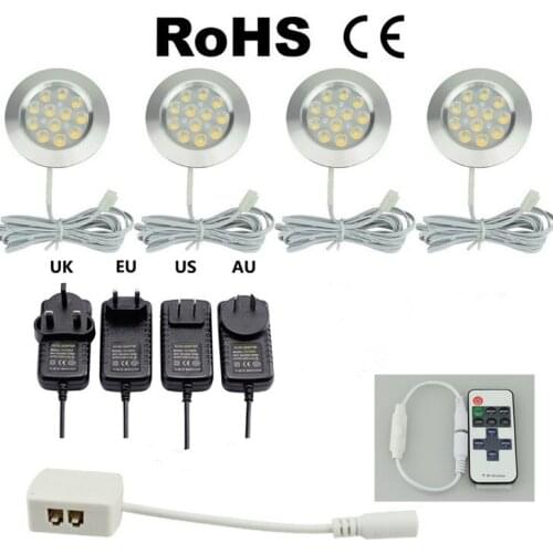 Ultra-thin Dimmable Recessed LED Under Cabinet Lights Kit LED Puck Lights LED Spotlight for Kitchen Cupboard Closet Lights