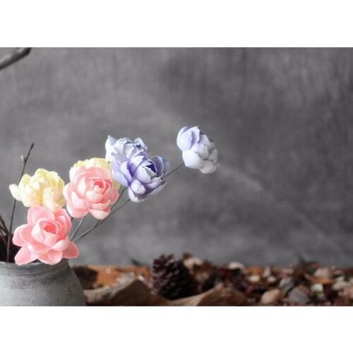 5pcs Peony Dried Flower With Iron Stems For Wedding Party Holiday Home Office Hotel Venue Decoration Bouquet Making