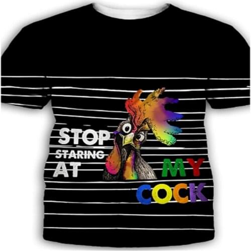 Stop staring at my rooster chicken funny T-shirt cute spring custom cotton novelty short sleeve novelty breathable shirt