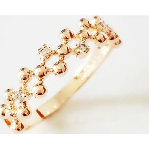 New Arrival Ring 585 Rose Gold Color Women Jewelry Accessories Trendy New Fashion Beads Link White Cubic Zircon Women Rings