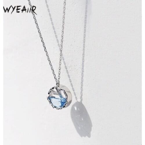 WYEAIIR Mermaid Tears Fishtail Creative Art Simple Fresh Sweet 925 Sterling Silver Clavicle Chain Female Necklace