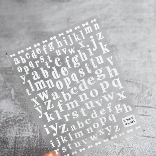 1pc White Ultra Thin Alphabet Symbol Roman English Nail Art Sticker 5D Engraved Nail Sticker Nail Decal DIY Nail Art Decoration