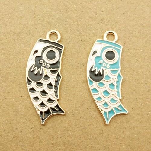 10pcs 14x33mm enamel fish charms for jewelry making and crafting fashion earring pendant necklace bracelet charm