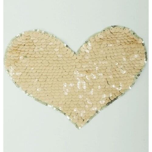 10pcs 23cm Heart Lace clothes diy pattern accessories applique patch paillette cloth sweater patch fabric