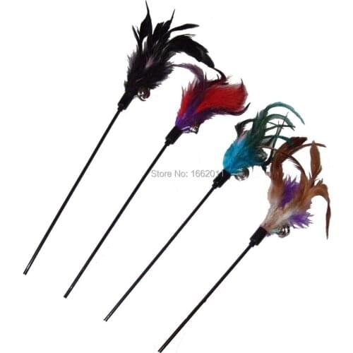 2pcs/lots cat puppy dangler toys with bell cat feather tease toys 60cm cat toys interactive feather toys