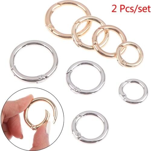 2Pcs Metal Spring O-Ring Buckles Clips Carabiner Round Push Trigger Snap Hooks Carabiner Purses Handbags Buckles Bag Accessories