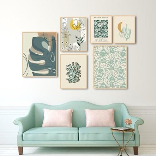 Abstract Floral Illustration Wall Art Canvas Painting Botanical Picture William Morris Exhibition Poster Cutout Print Home Decor