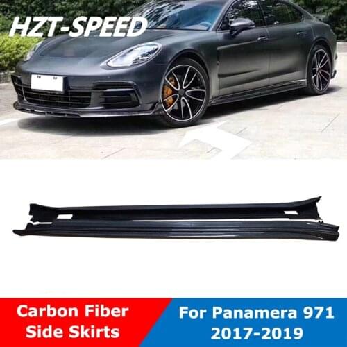 Carbon Fiber Car Side Skirts Extensions Lip Apron For Porsche Panamera 971 Modify 2017-2019