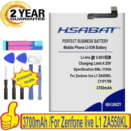 Top Brand 100% New 3700mAh C11P1709 Battery for Asus Zenfone live L1 ZA550KL ZA551KL X00RD Batteries + free gfit