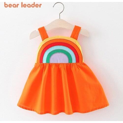Bear Leader Baby Dresses 2021 New Girls Clothes Summer Princess Cute Dress Cotton Short Sleeve Infant Costumes For 6-24 Months