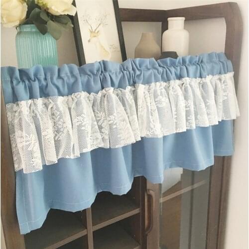 Free Shipping Pastoral Tube Lace Coffee Curtain Kitchen Short Small Drapes Home Window Decora Shades Blinds Purdanh Valance Gift