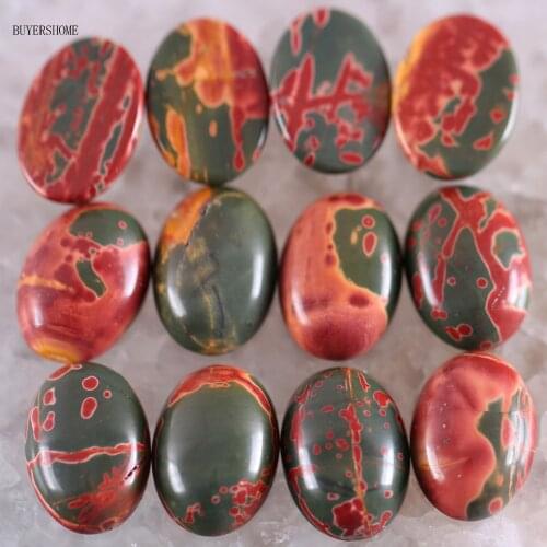 BUYERSHOME 10Pcs 13x18MM Natural Stone Picasso Jaspe No Drilled Hole Oval Cabochon CAB Bead For DIY Jewelry Making Ring K1610