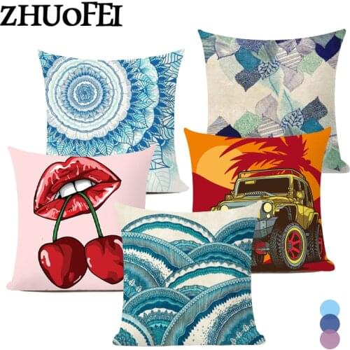 Mandala Wreath Seat Throw Pillow Case Geometric Datura Bohemian Style Cushion Cover Stramonium Seat Pillow Cover 18*18in C0007