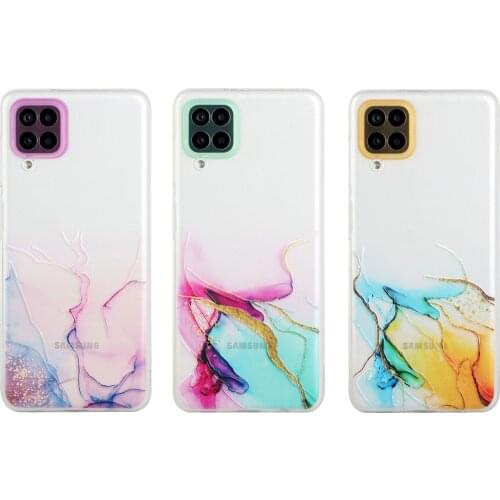 For phone cases Soft TPU painting samsung Galaxy A12 5G Transparent Watercolor Painting Shell Embossed Relief Protective sleeve
