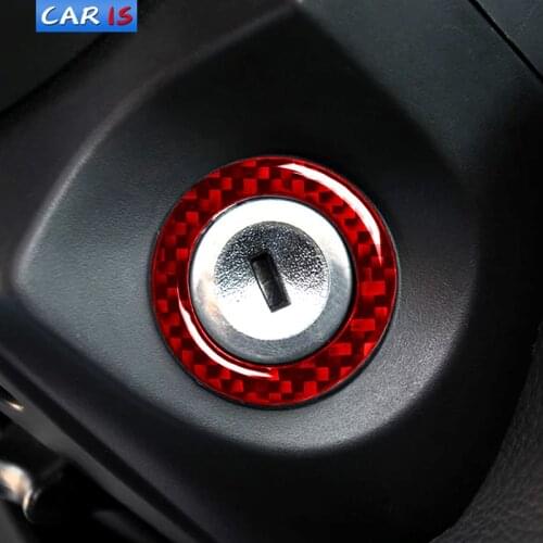 For Ford Mustang 2009-2013 Car Styling Interior Carbon Fiber Engine Start Stop Ignition Cover Trim Key Ring Car Sticker Decals