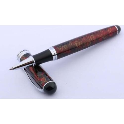 Jinhao 750 Dark Red Ice Flower Silver Trim Metal Rollerball Pen