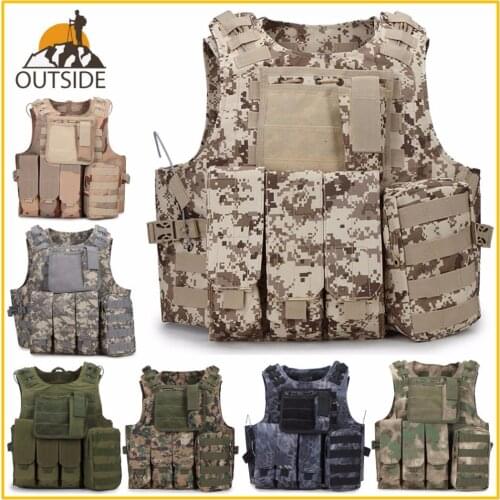 Camouflage Hunting Military Tactical Vest Wargame Body Molle Armor Hunting Vest CS SWAT Team Outdoor Jungle Equipment