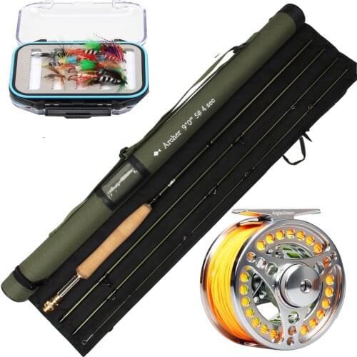 Fly Fishing Rod and Reel Combo 9' 5WT 4-Sec Rod & Fly Fishing Reel 5/6 Tapered WF5F Fly Line Set