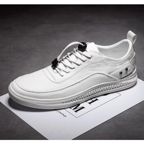 Quality Genuine Leather Mens Casual Shoes Winter Trend Warm Sneakers Non-slip Rubber Fashion White Low Male Shoes