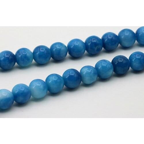 Blue&white chalcedony round loose beads 8mm 15" DIY stone women jewelry making ornaments fashion style