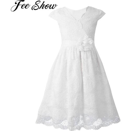Floral Lace Flower Girls Dress Kids Dresses for Girls Childrens Formal Clothes First Communion Wedding Party Pageant Dress