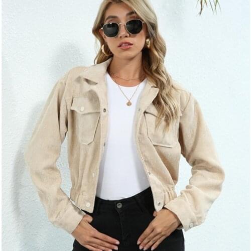 Autumn Jacket Coats Women Outerwear Solid Color Turn-Down Neck Long Sleeve Single-Breasted Short Coat for Female Ladies Fashion