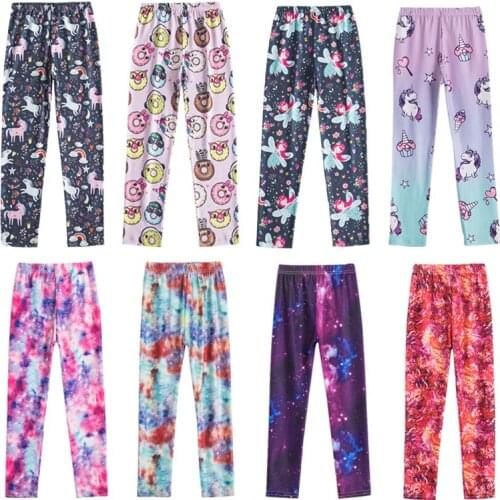Girls Floral Leggings For Kids Skinny Elasticity Breathable Soft Pencil Pants Children 2 3 4 5 6 7 8 9 Year Unicorn Trousers