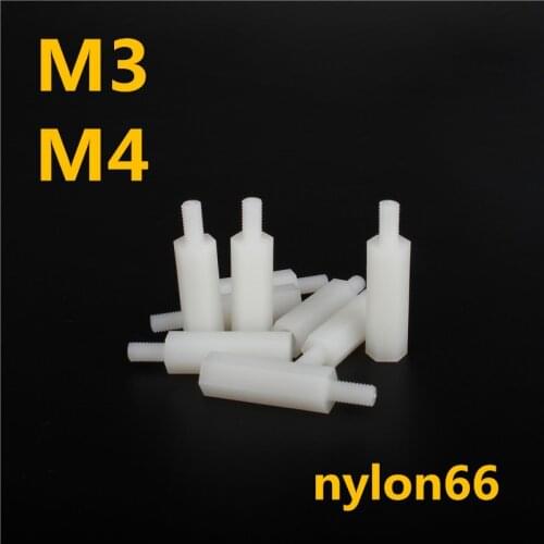 M3 M4 Black/White Hex Nylon Standoff Spacer Column Flat Head Nylon Plastic Spacing Screws Nuts