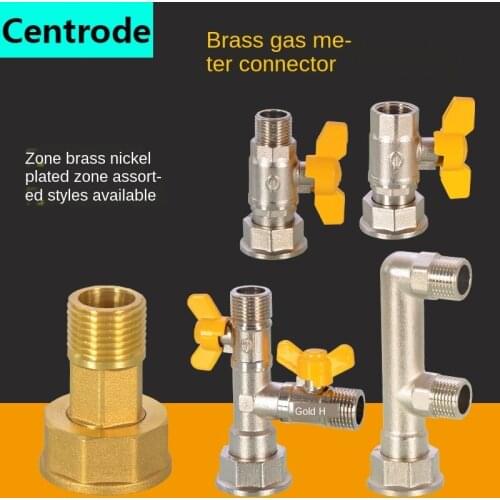 M30 natural gas meter valve accessories switch gas F-type T-type three-way gas meter head 4 points threaded joint ball valve