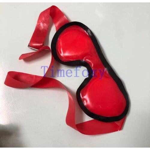Hot Latex Mask Red padded blindfold Mask Halloween hood mask adjustable face mask latex fetish Rubber hood sexy party mask