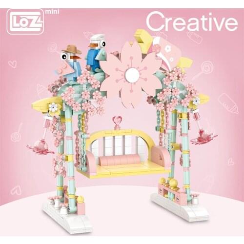 LOZ Mini Building Blocks pink convertible assembling building block car model assembling small particle toys pink classic car