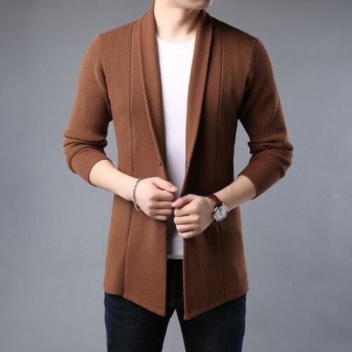 Hot New Fashion Sweater Jackets For Men Long Cardigan Korean Trend Streetwear Overcoat Autumn Casual Coat Mens Clothing