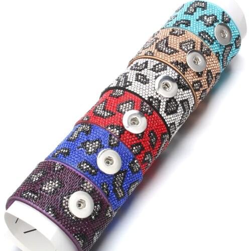 New Snap Jewelry Wide Multilayer Crystal Velvet Leather Snap Bracelet 18mm Snap Button Bracelet DIY Buttons Jewelry for Women
