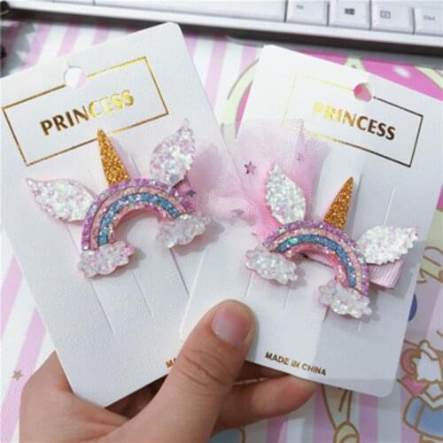 New Girls Cute Cartoon Unicorn Colorful Wigs Hairpins Princess Sweet Headband Hair Clips Barrettes Kids Fashion Hair Accessories