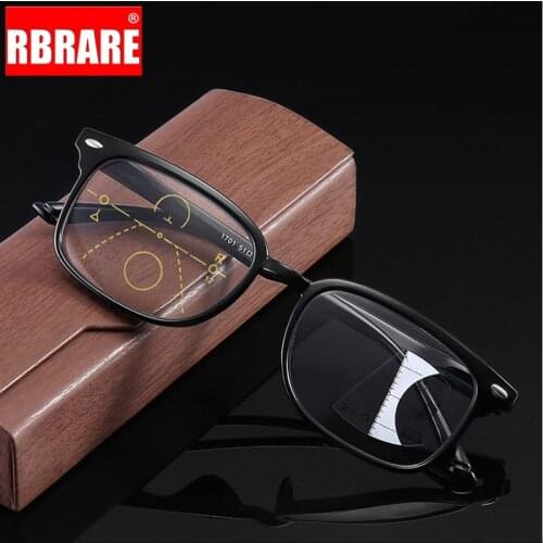 RBRARE Anti-blue Light Progressive Multi-focus Reading Glasses Men and Women Long-range Dual-purpose Zoom Reading Glasses
