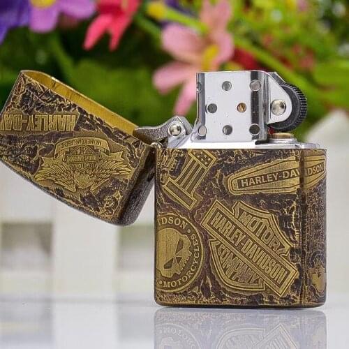 Original ZORRO Lighter Pure Copper Fine Carving HL Classic Logo Kerosene Lighter Outside Tool Men Business Gift With Case