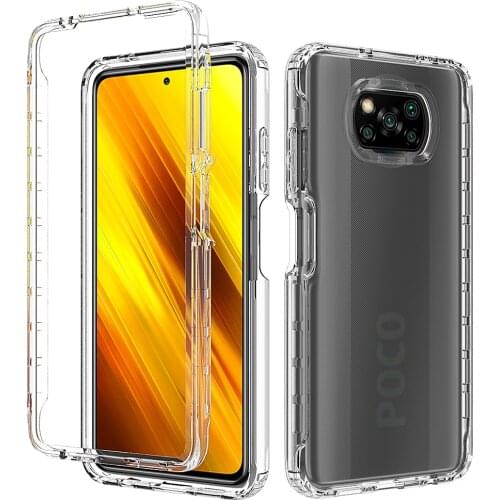 2 in 1 Rugged Armor Transparent Acrylic Shockproof Case For POCO M3 X3 Pro Xiaomi Mi 10T Pro Redmi 9T Note 9s 10 Pro Back Cover