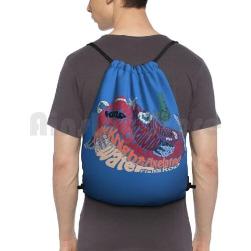 Troupple King Typography Backpack Drawstring Bag Riding Climbing Gym Bag Troupple King Troupple Fish Typography Shovel