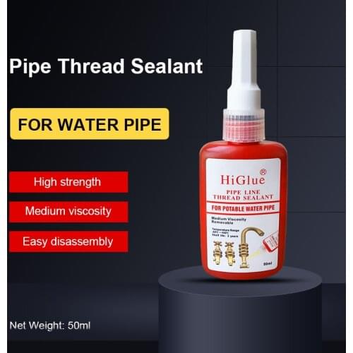 HiGlue Pipe Line Thread Sealant Removable Adhesives For All Potable Water Pipe 50ml Bottle