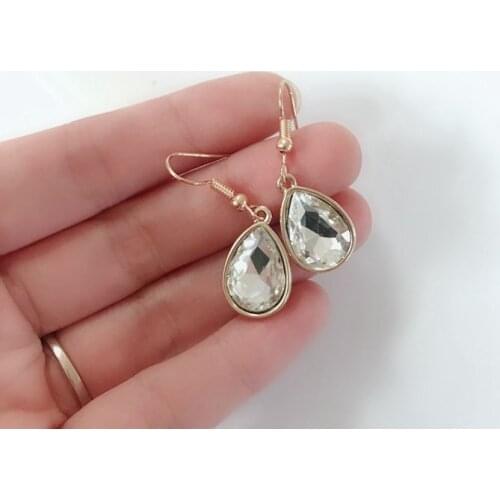 Crystal Glass Stone Teardrop Sweet Dangle Earring