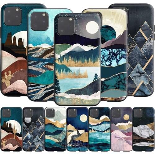 Mountain Marble Moon Silicone Case for Apple iPhone 13 12 Mini 11 Pro XS X XR Max 8 7 6S 6 Plus SE 5S