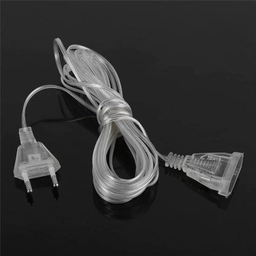 3M Power Garland Extension Lengthened Line Cable EU/US Plug Extender Transparent Wire For Christmas Lights Wedding Decoration