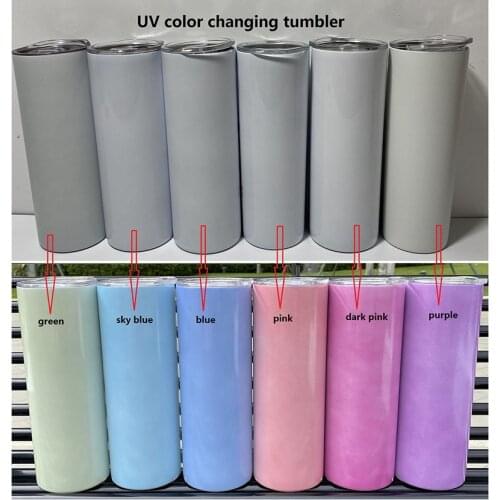 Ultraviolet 20oz Skinny Tumbler Double Wall Stainless Steel Vacuum Insulated Straight Tumbler Color Change Under The Sun Cup