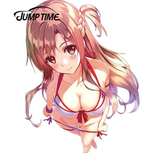 JumpTime 13cm x 9.7cm Sword Art Online Japanese Anime Sexy Lady Yuuki Asuna Car-Styling Car Stickers Waterproof Accessories