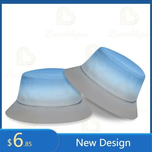 Women Autumn Sunscreen Bucket Hat Gradient Dye Reversible Double Sided Wear Packable Hip-Hop Fisherman Hats