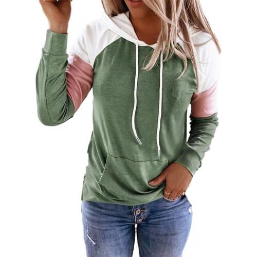 Lady Sweatshirts Casual Loose Long Sleeve Color Block Hoodie with Pocket Pullover Sweatshirt with Pocket Long Sleeve Sweatshirts