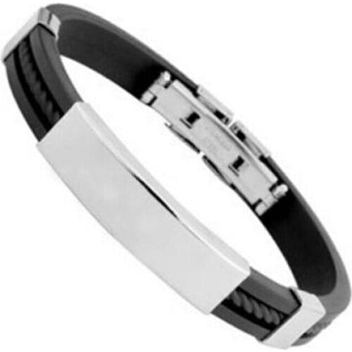 6 Colors Stainless Steel Rubber Bracelets for Women Men Jewelry Cool Wristband Bangle Clasp Cuff Bracelet Charm Pulsera Hombre