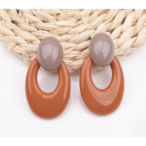 Korean Fashion Leopard Acrylic Resin Drop Earrings for Women Statement Stripe Triangle Heart Pendant Earring Wedding Jewelry