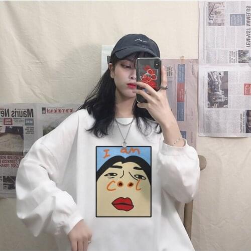I am Cool Funny Letter Print White Harajuku Sweatshirt New Ulzzang Women Korean Creative Female Hoodies Fashion Spoof casual Top