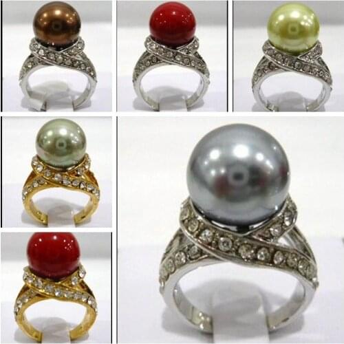Fashion Womens 12mm South Sea Shell Pearl Jewelry Ring Size 7 8 9